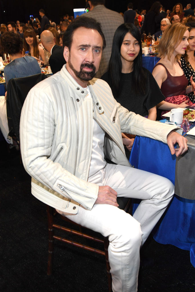 Nicolas Cage and Riko Shibata attend the 2020 Film Independent Spirit Awards 