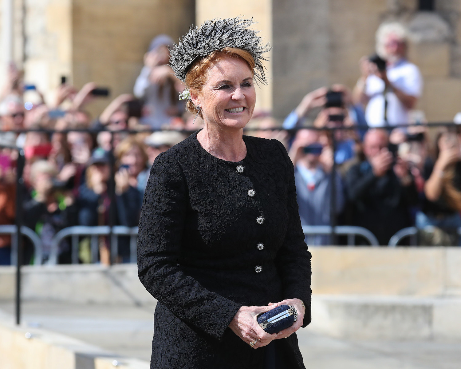 Sarah at the wedding of Ellie Goulding and Caspar Jopling in 2019