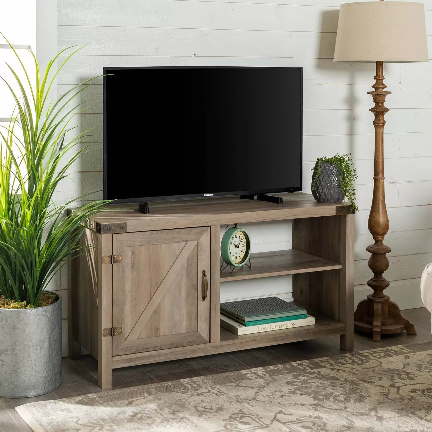 The TV stand in gray