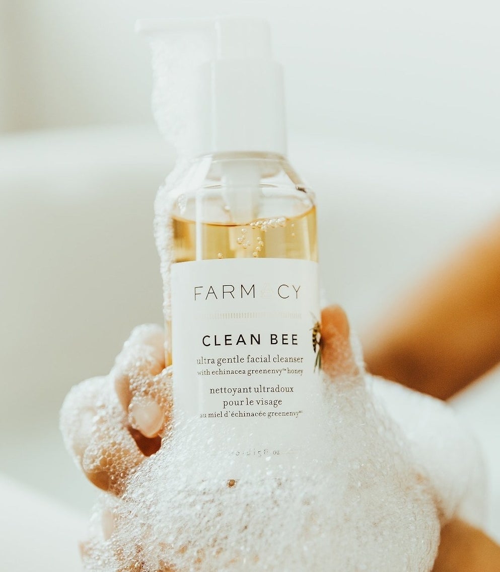 An image of a pair of soapy hands holding the Clean Bee cleanser.