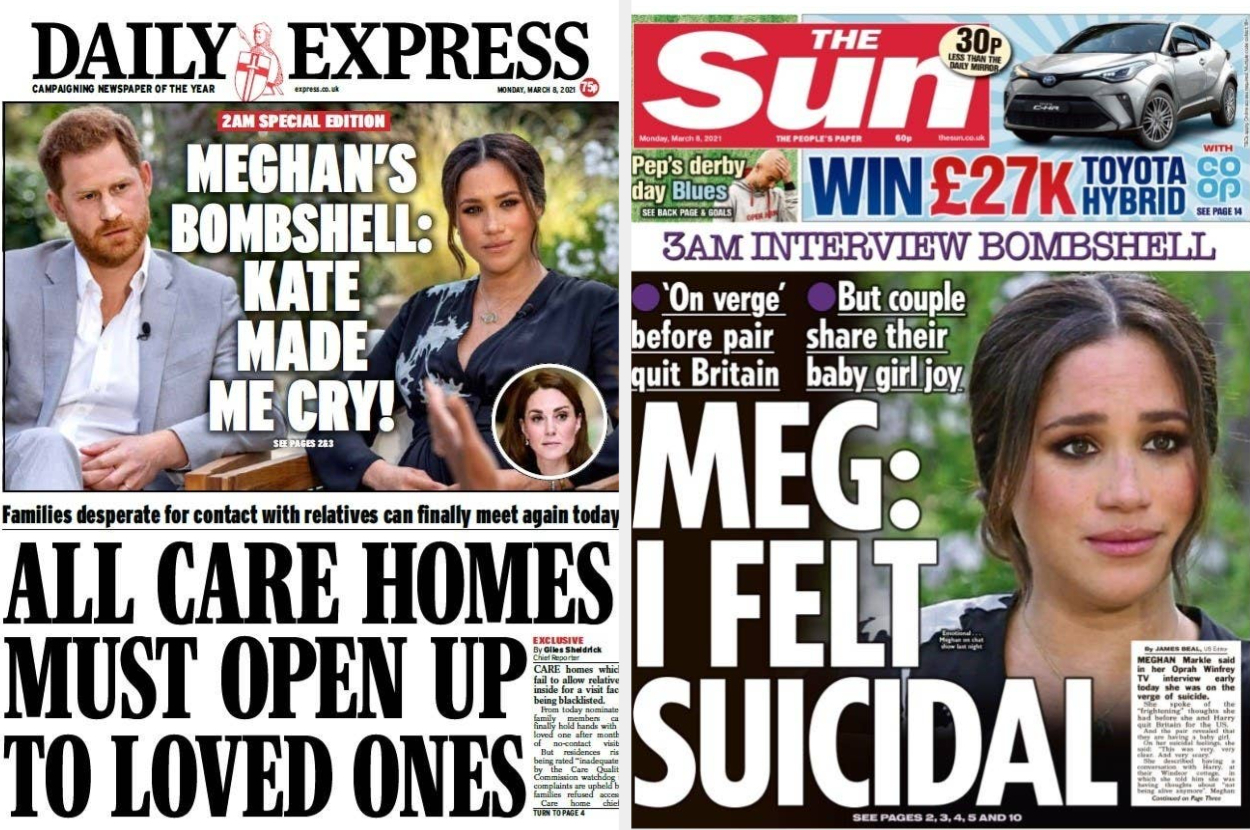 British Newspapers React To Meghan And Harry Interview