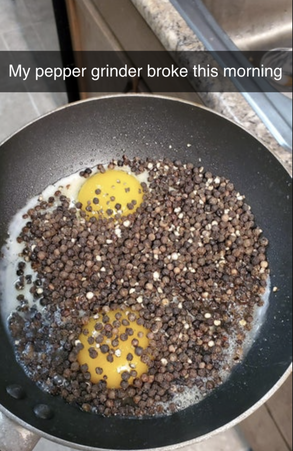 peppercorns spilled all over eggs