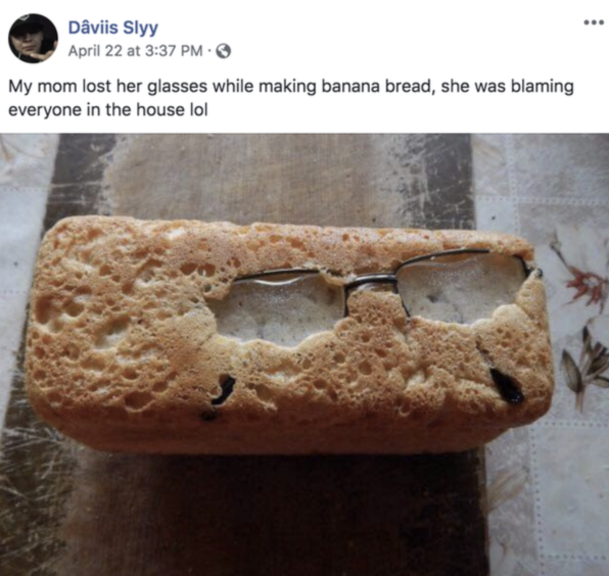 glasses baked into a banana bread