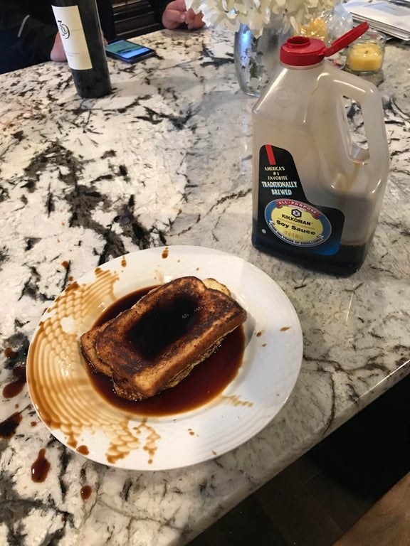 person who mixed up soy sauce and syrup