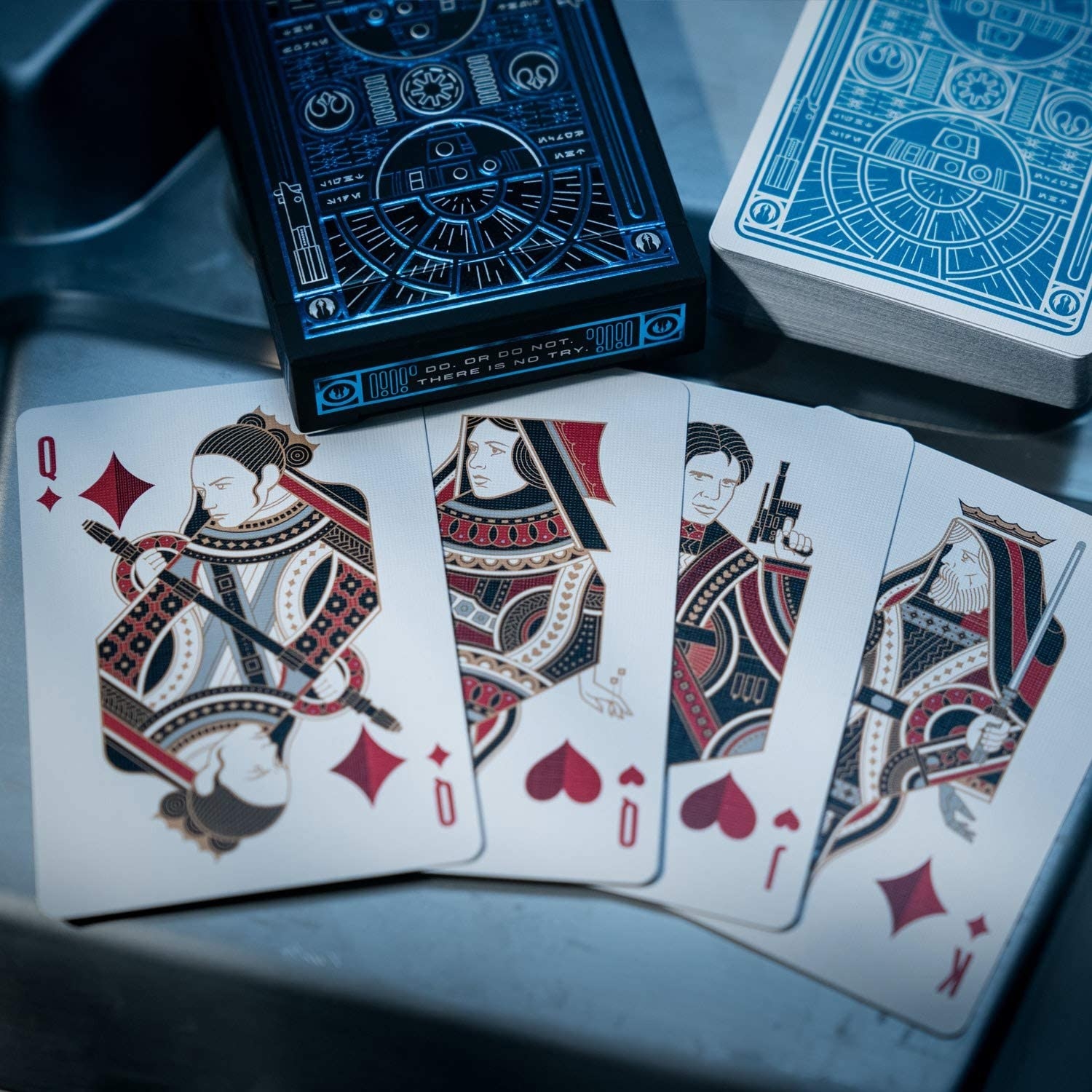 The cards laid out on a table