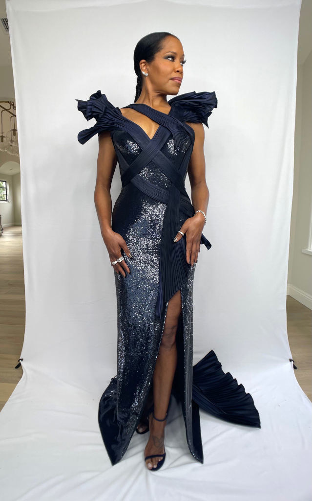 Regina King poses for the 2021 Critics Choice Awards on March 7, 2021 in Los Angeles, California