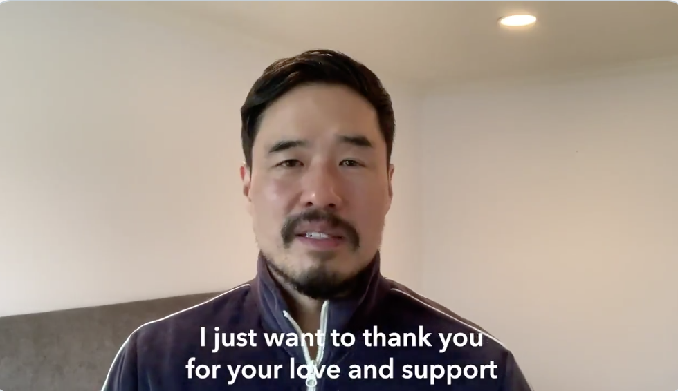 Randall Park thanking fans for the love and support