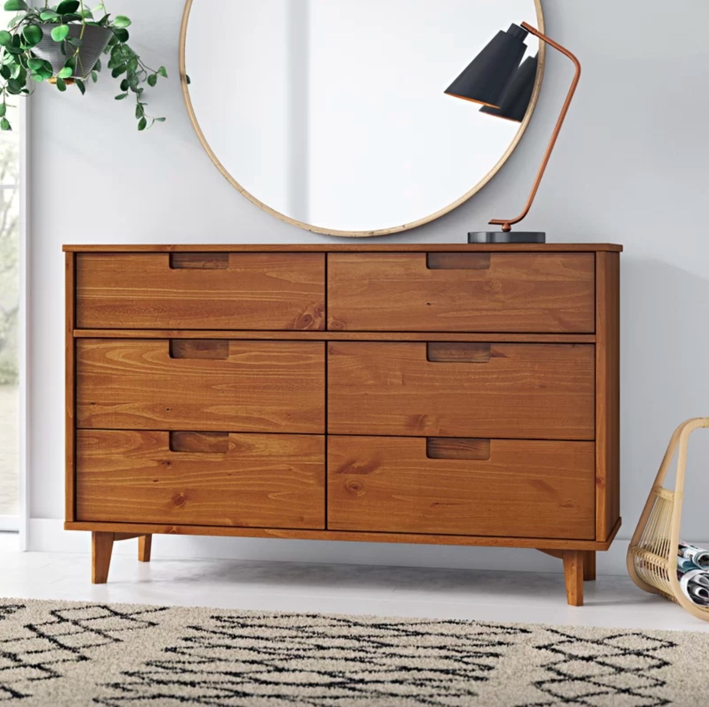 The six drawer double dresser in caramel