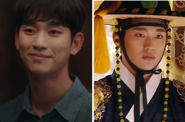 Images of Kim Soo Hyun from It's Okay Not to be Okay and Moon Embracing the Sun