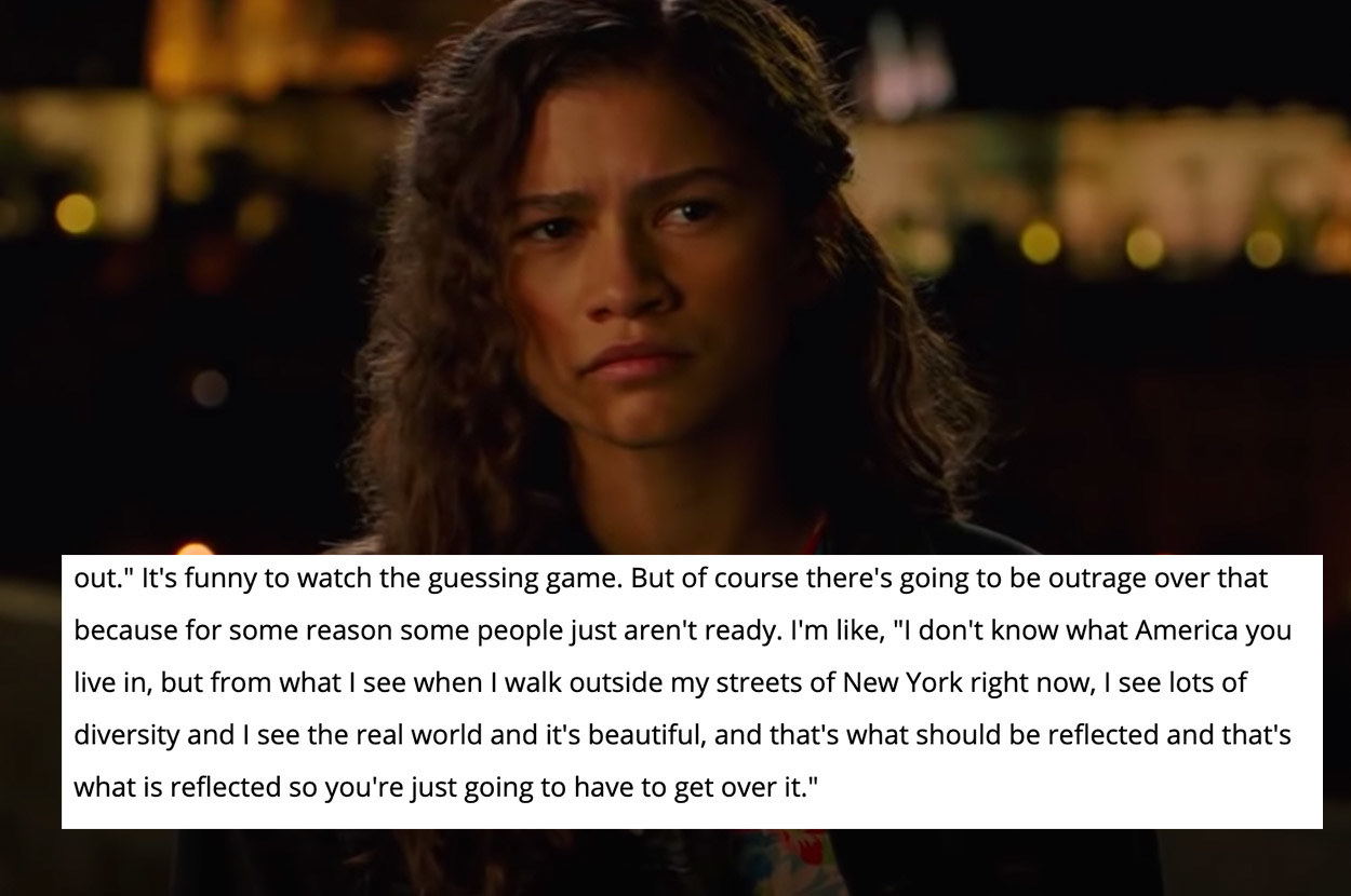Zendaya as Mary Jane in &quot;Spider-Man: Homecoming;&quot; A block of text from a Hollywood Reporter article interviewing Zendaya on being cast as Mary Jane
