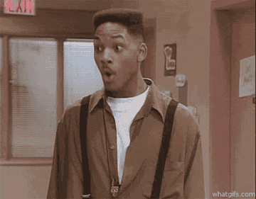 Will Smith in fresh prince of bel air making a shocked face
