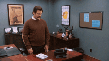 Ron Swanson saying &quot;what the hell just happened?&quot;