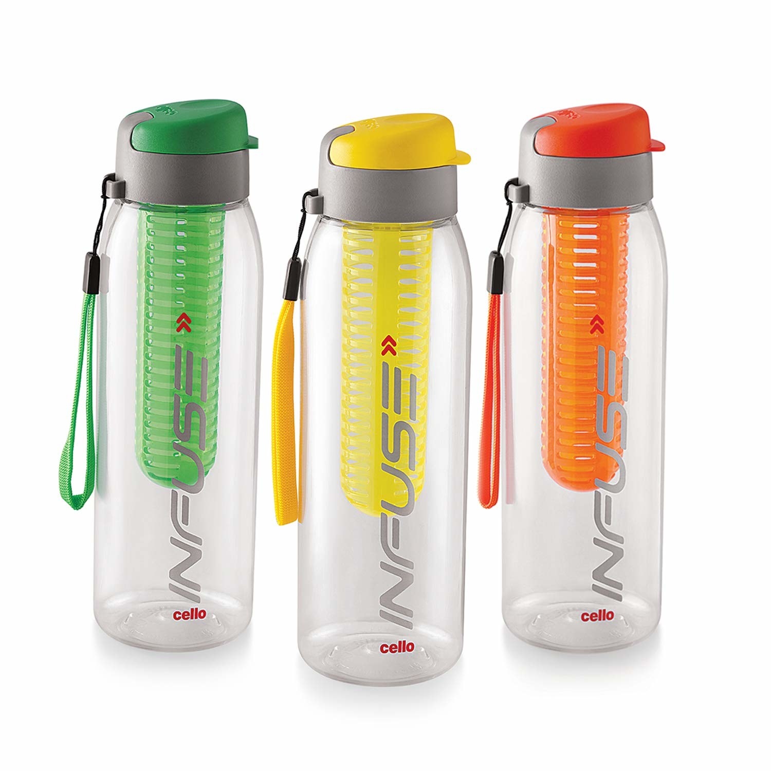 A set of three infuser water bottles 