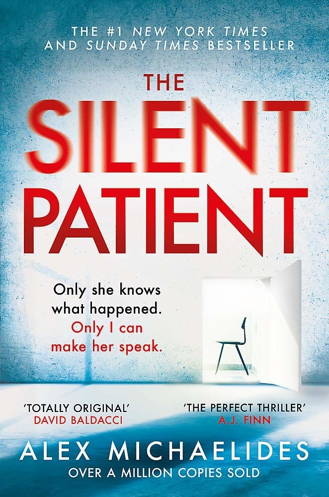 Cover of The Silent Patient with a chair on it 