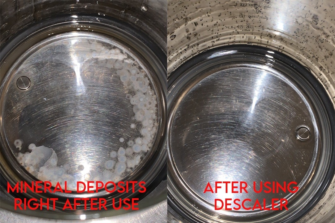 Reviewer before and after using descaler on coffee dispenser