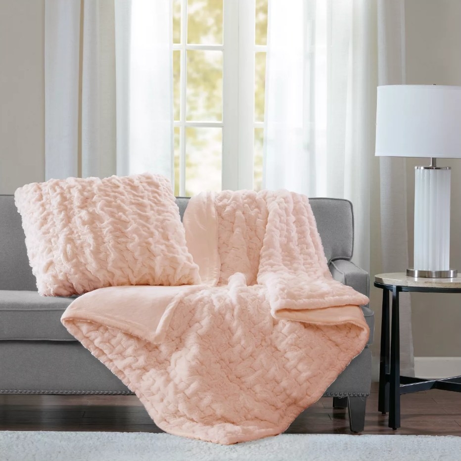 Blush pink throw blanket
