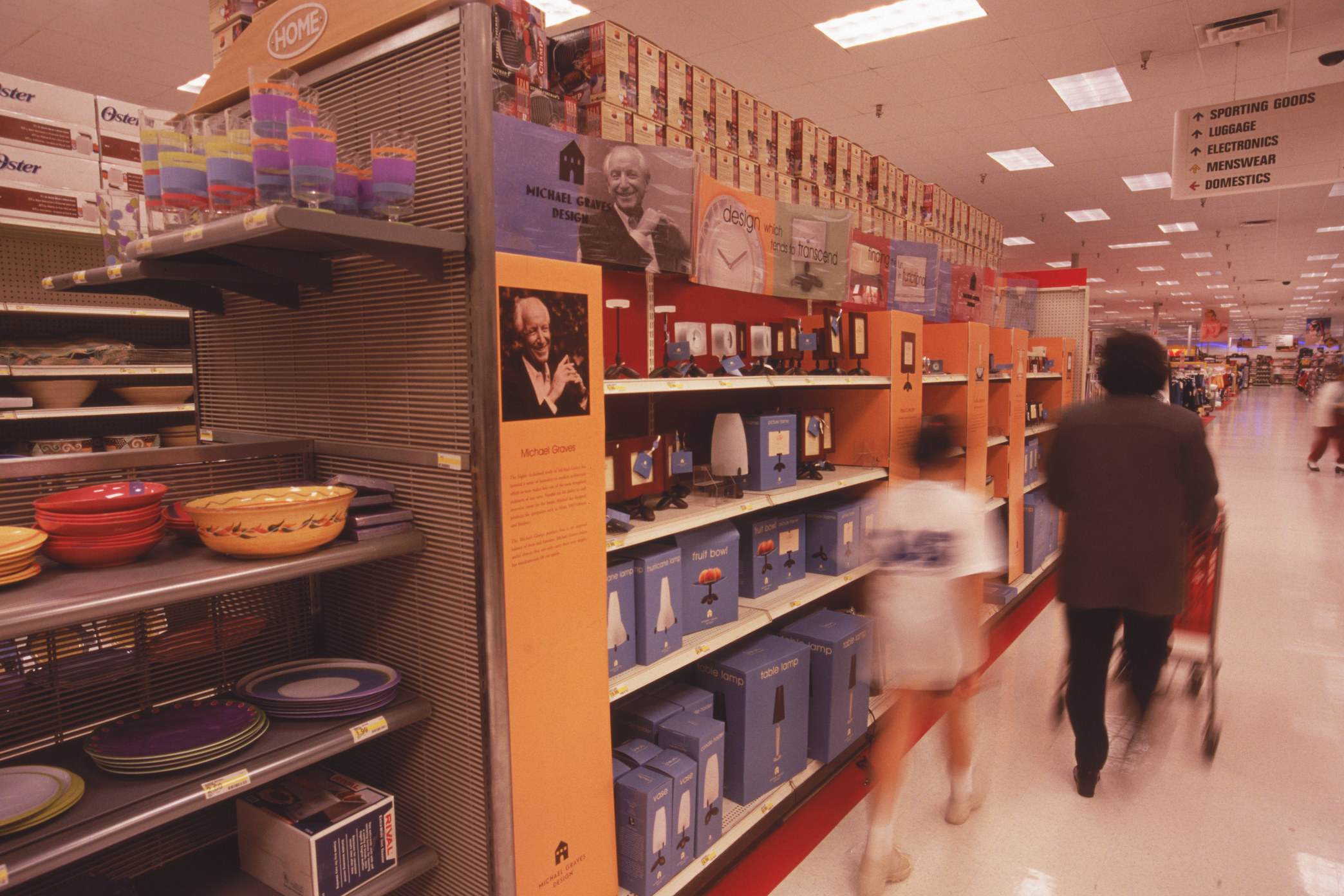 The home section of a Target with an entire shelf displaying Michael Graves products