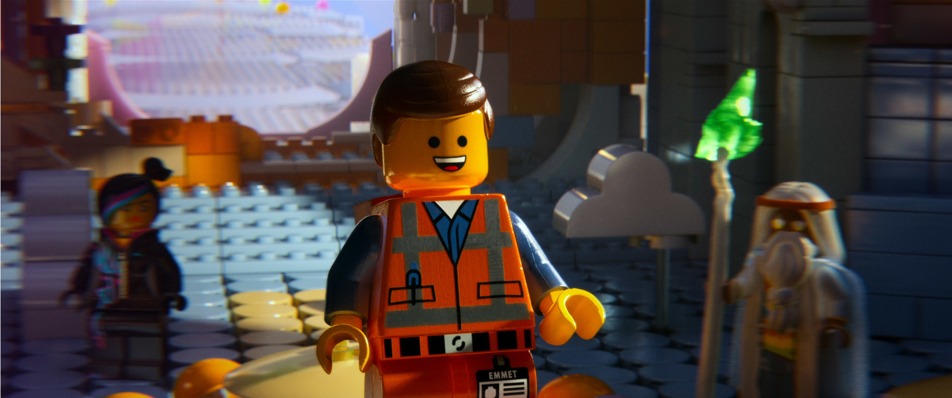 Wyldstyle, Emmet, and Vitruvius from &quot;The Lego Movie&quot;