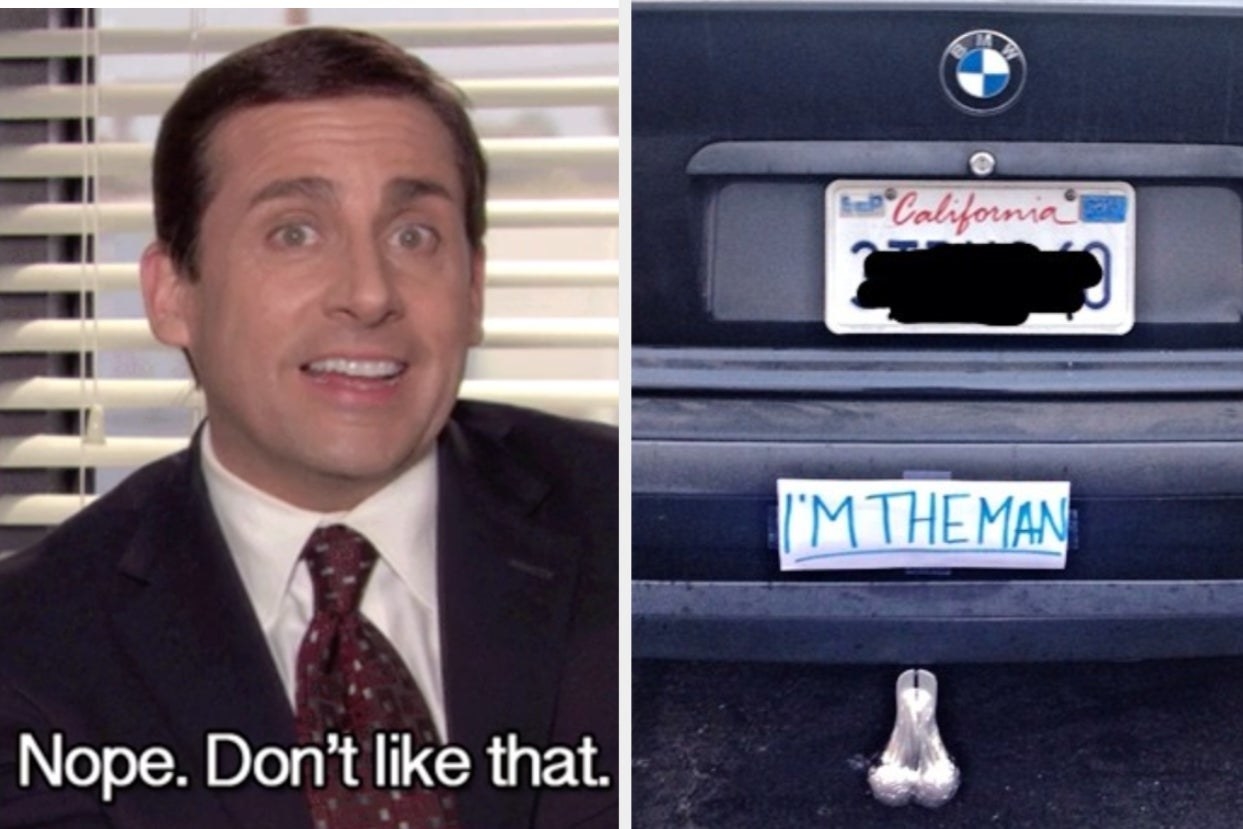 Michael on &quot;The Office&quot; with the words &quot;Nope. Don&#x27;t Like That.&quot; and car with the words &quot;I&#x27;m the man&quot; 