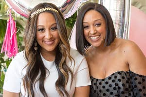 Tamera Mowry-Housley (L) and Tia Mowry attend Tamera Mowry-Housley's baby shower
