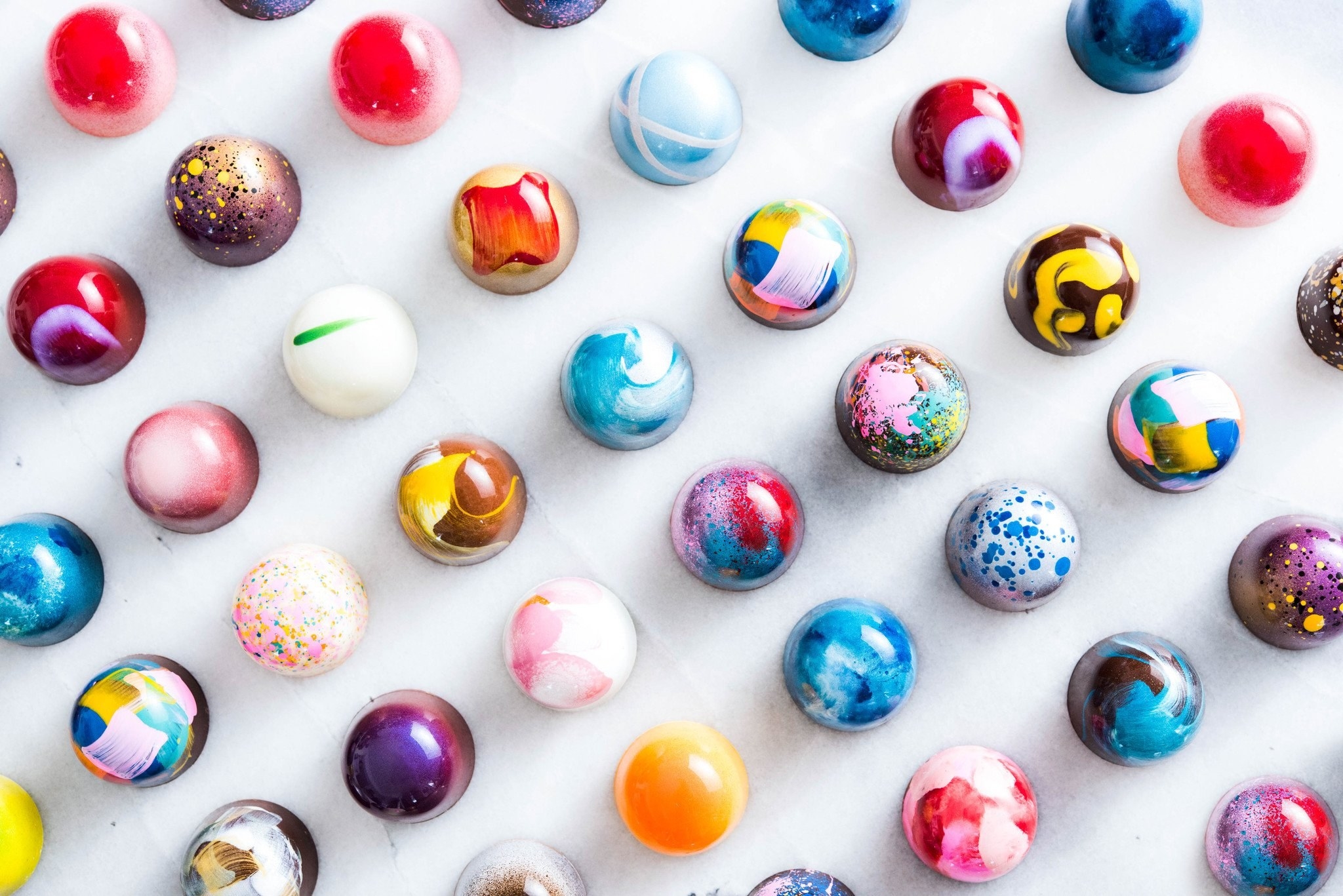 The colorful bonbons in a variety of flavors