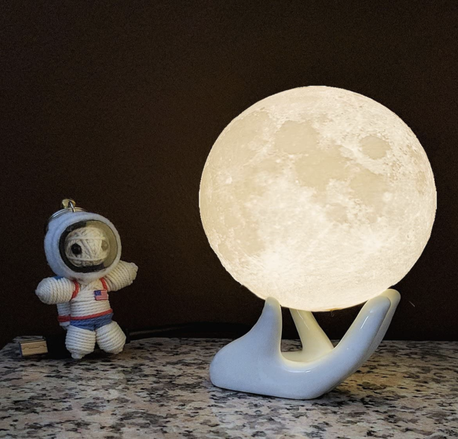 moon lamp on table