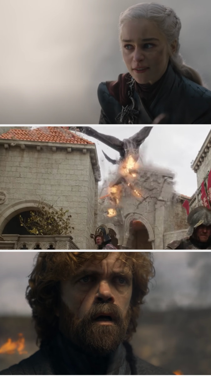 Daenerys burns King&#x27;s Landing as Tyrion looks shocked