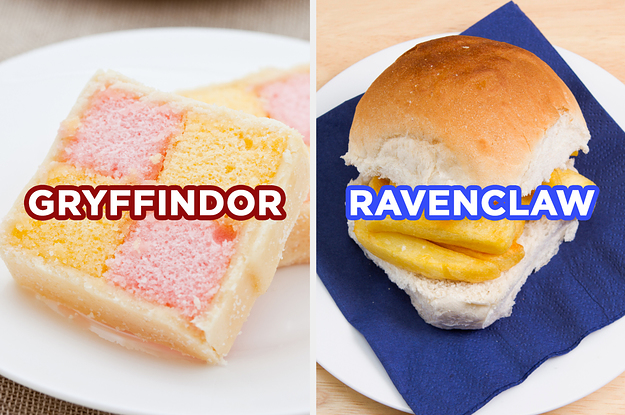 On the left, a piece of Battenberg cake labeled