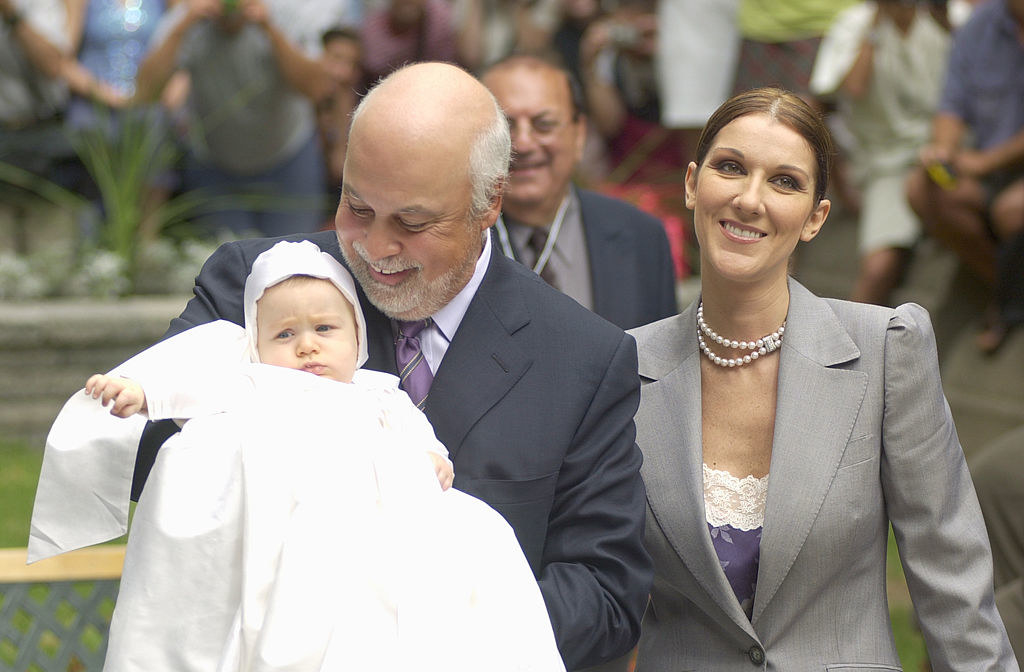 Celine Dion and her husband Renee at the baptism of her first child
