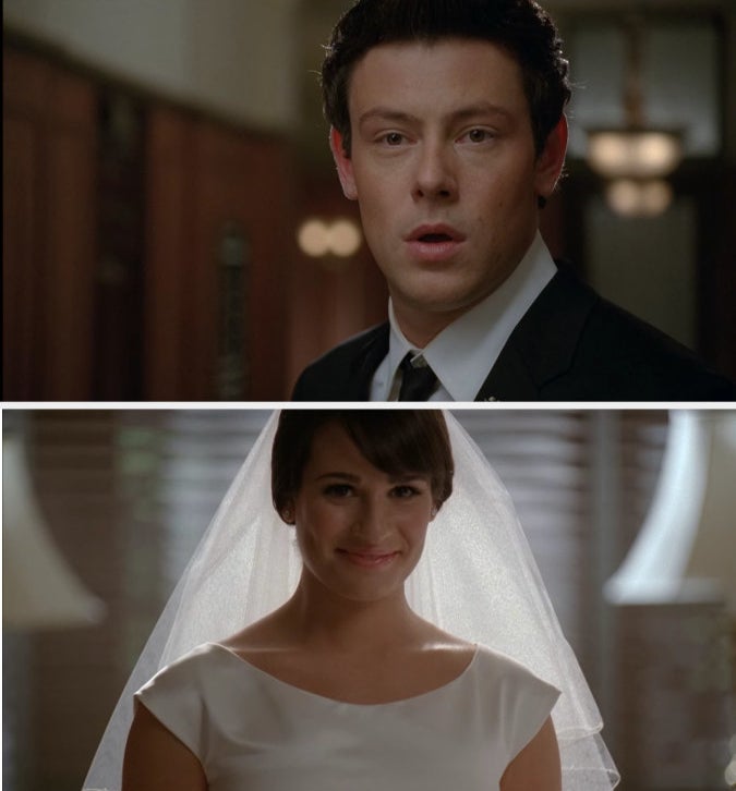 Finn and Rachel from &quot;Glee&quot; about to get married in a church