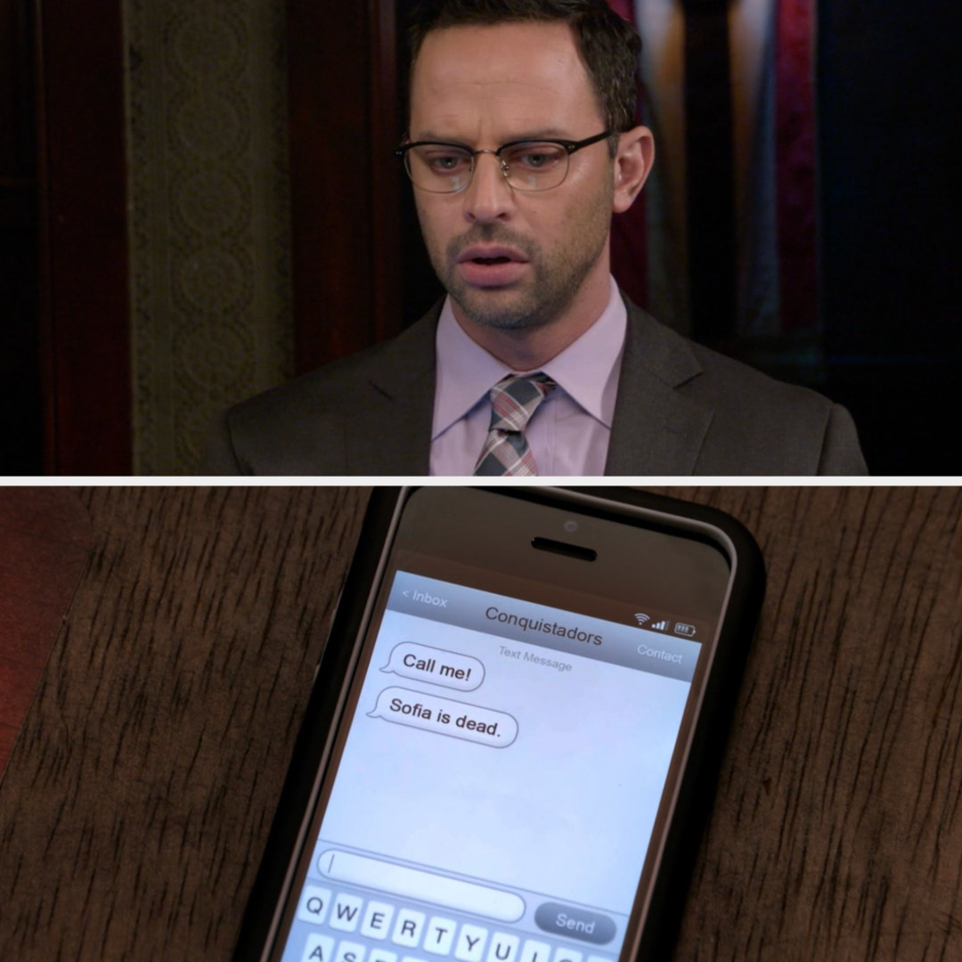 Ruxin looks shocked at a text saying Sofia is dead