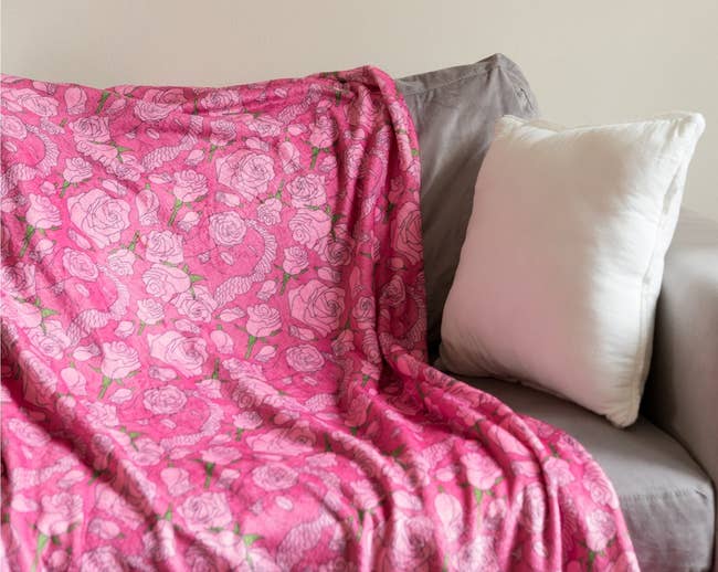 the pink floral throw blanket