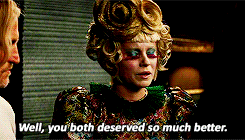 Effie saying, &quot;You both deserved so much better,&quot; in &quot;The Hunger Games: Catching Fire&quot;