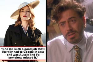 Left: Kate Winslet in The Dressmaker; Right: Robert Downey Jr. in Natural Born Killers