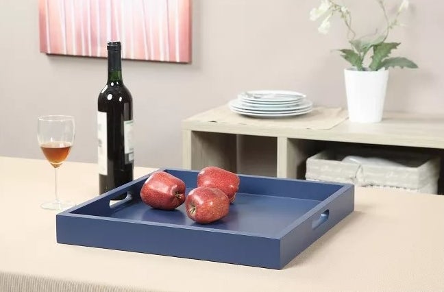 The blue serving tray