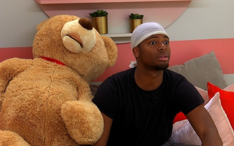 Seaburn with his giant teddy bear on &quot;The Circle&quot;