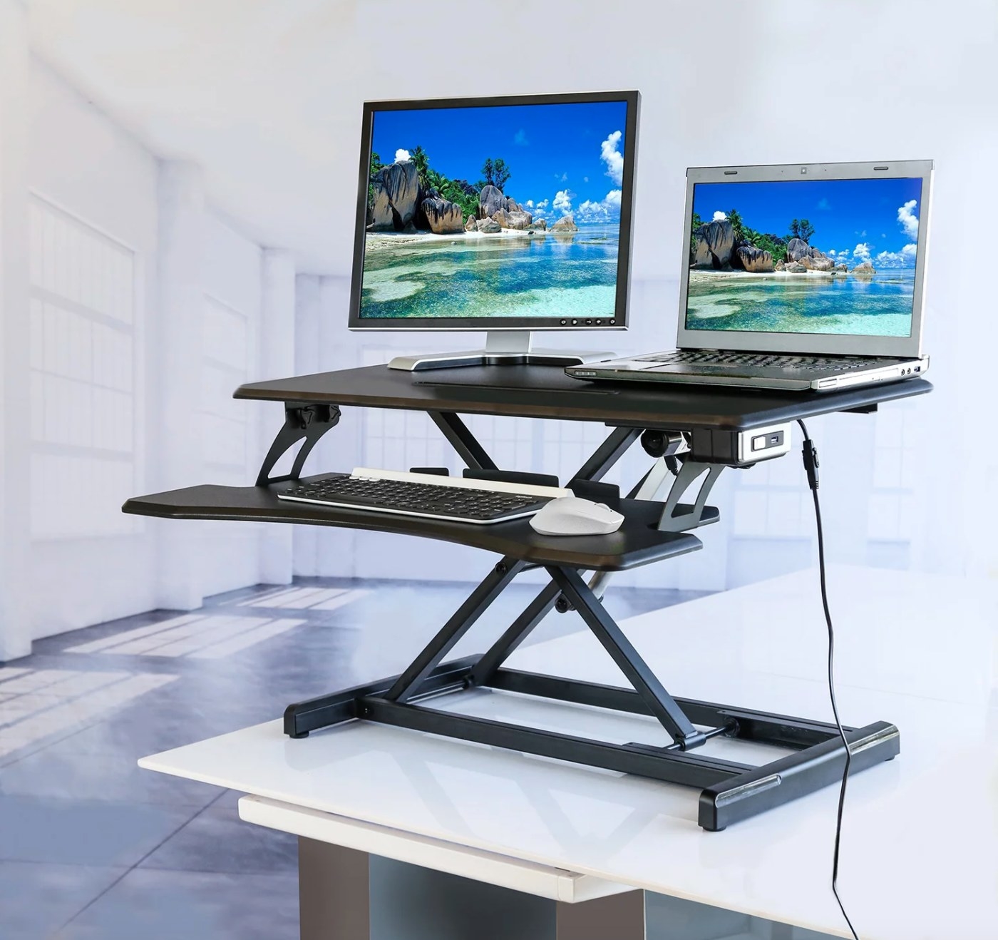 The electric standing desk converter