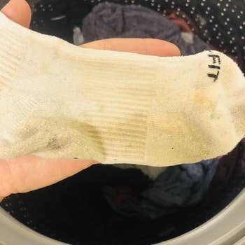 The same sock with most of the stains gone