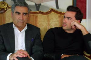 Eugene and Dan Levy as Johnny and David Rose in "Schitt's Creek"