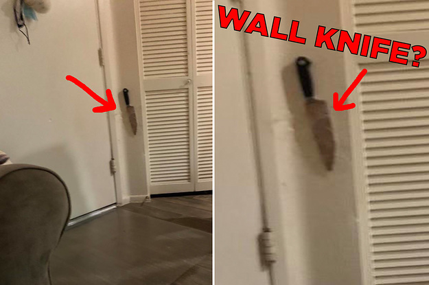 A knife on a wall labeled