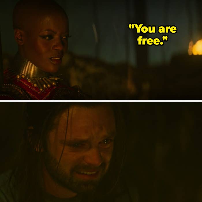 Ayo telling Bucky that he is free now