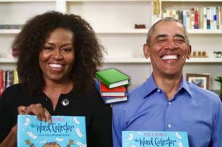 Michelle and Barack Obama reading children's books