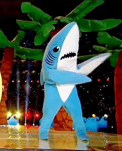Left Shark dancing at the 2015 superbowl halftime show