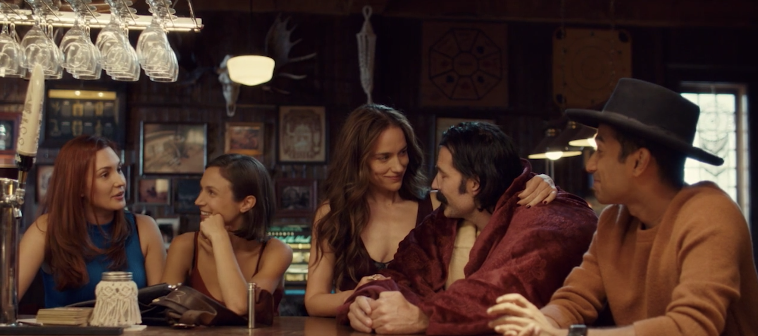 The cast of &quot;Wynonna Earp&quot; sitting at Shorty&#x27;s bar