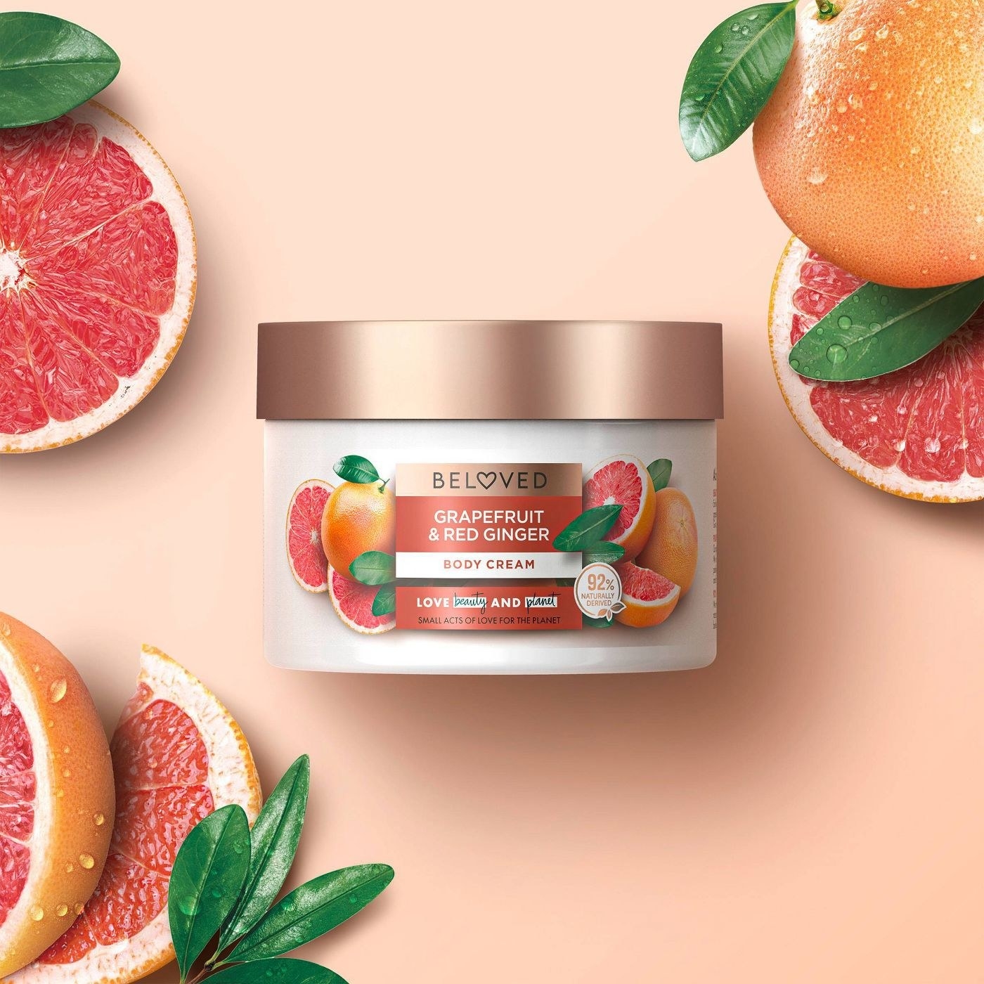 Grapefruit lotion with orange and red details