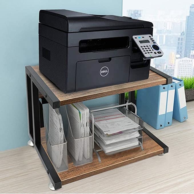 Wooden two-tier printer stand