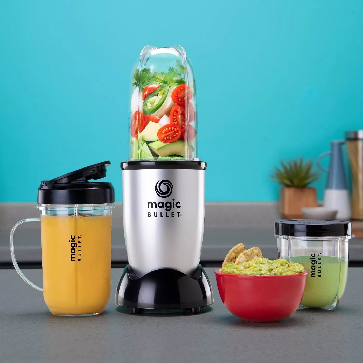 The Magic Bullet making guacamole