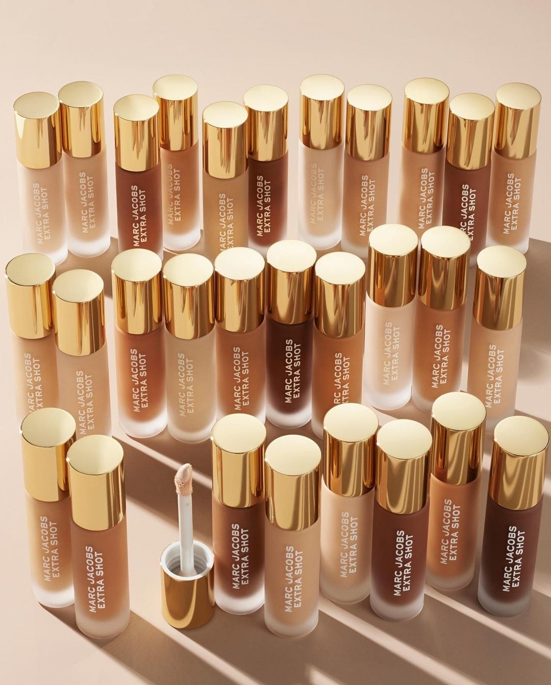 All the shades of the concealer arranged on a simple background