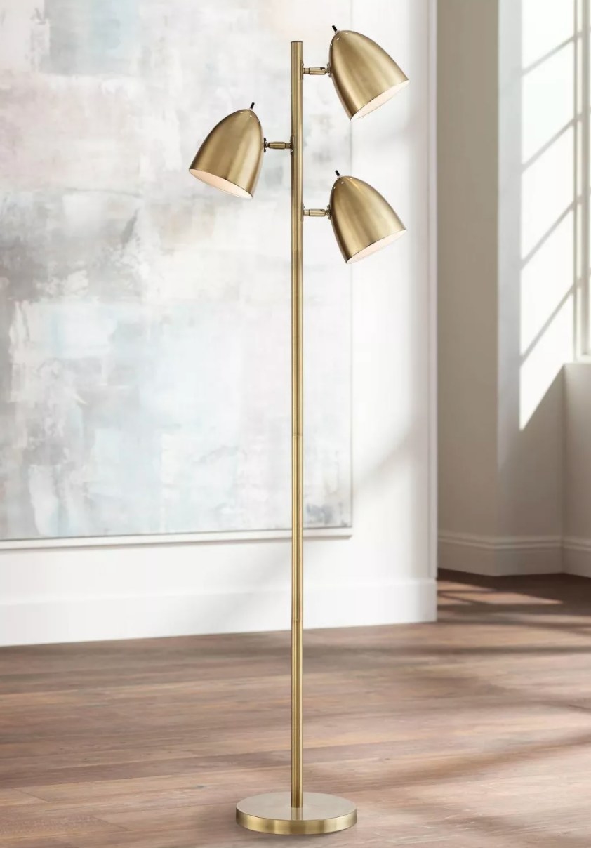 The brass floor lamp