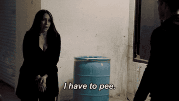 Woman saying, &quot;I have to pee&quot;